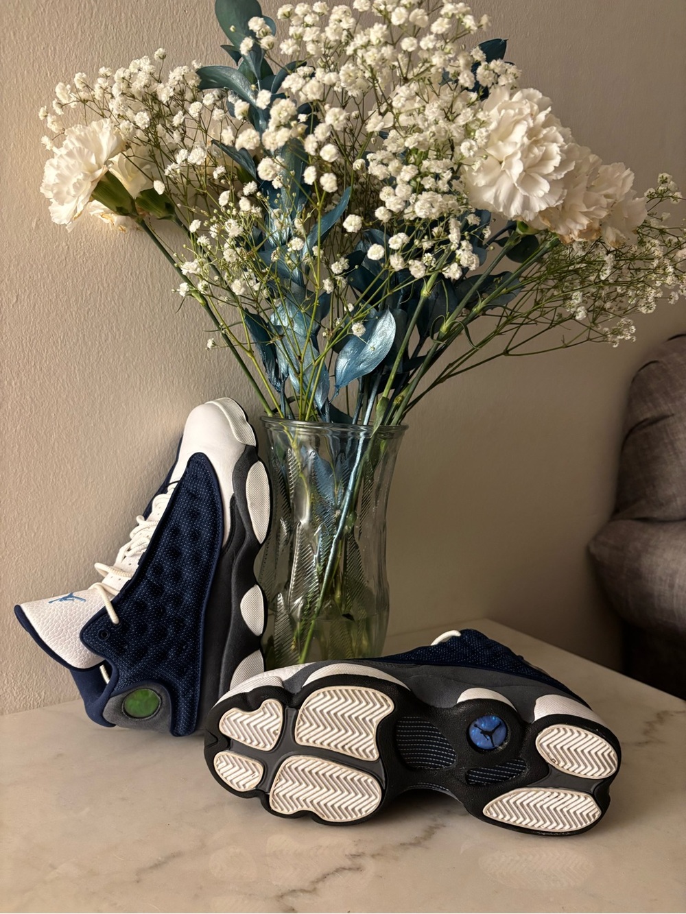 Jordan Kids Retro 13 Sneakers in Navy and White